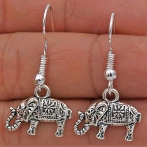 Handmade Beautiful Silver Plated Elephant Earrings